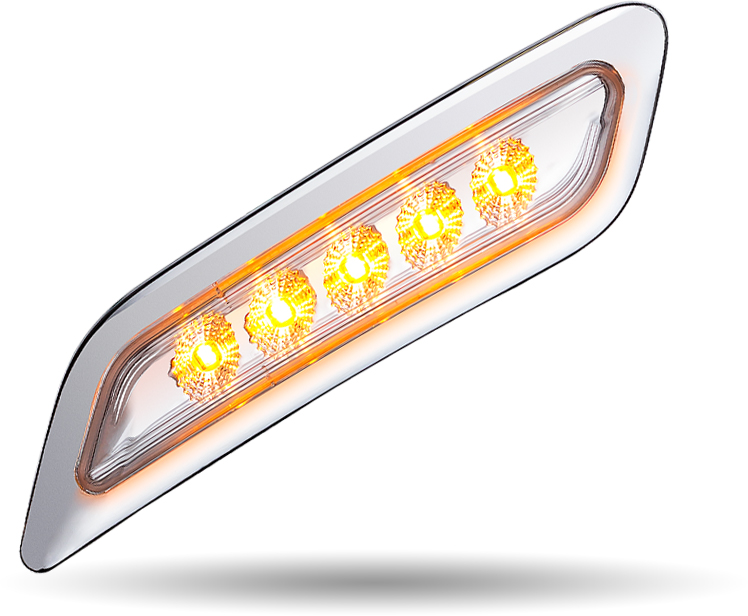 Clear Amber Turn & Marker Peterbilt LED Door Light - 5 Diodes | Driver Side - Thumbnail 3