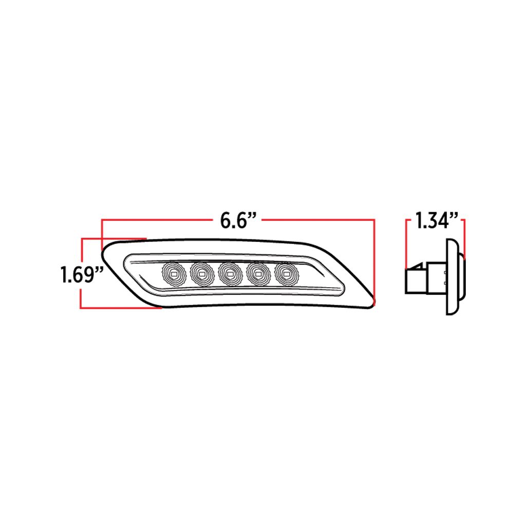 Clear Amber Turn & Marker Peterbilt LED Door Light - 5 Diodes | Passenger Side - Thumbnail 4