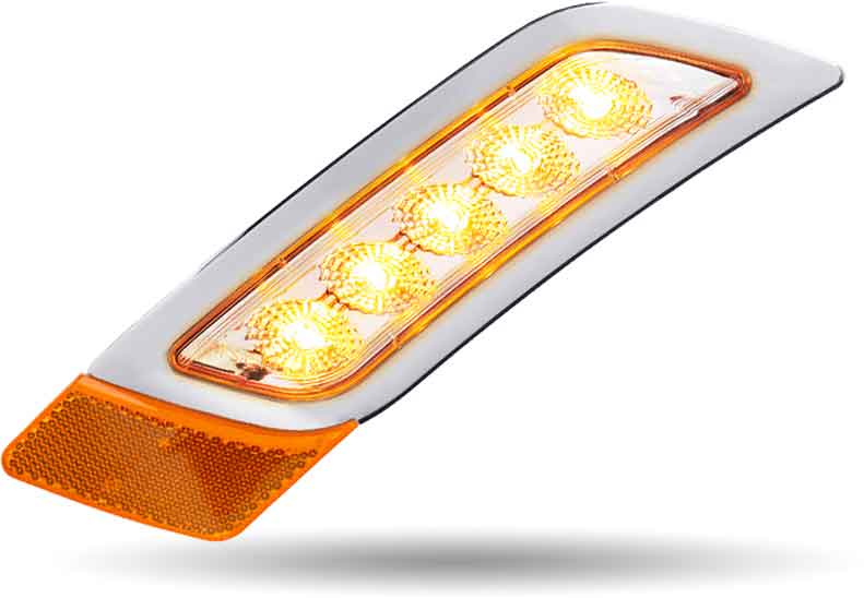 Amber Turn & Marker to Purple Auxiliary Peterbilt LED Fender Light - 5 Diodes | Driver Side - Thumbnail 2