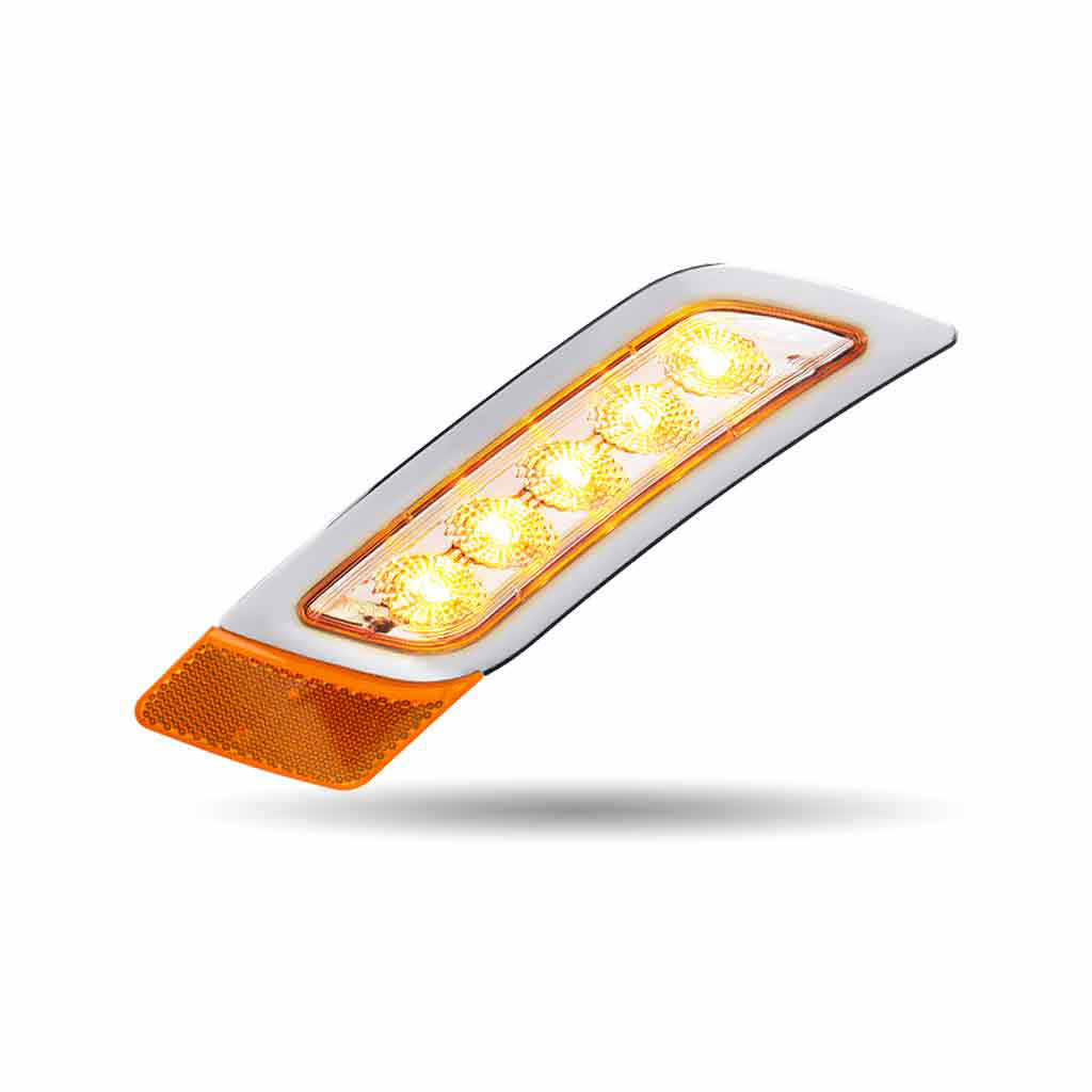 Clear Amber Turn & Marker Peterbilt LED Fender Light - 5 Diodes | Driver Side - Thumbnail 3