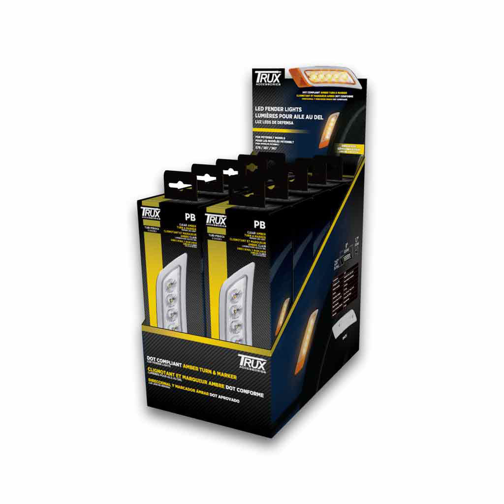 Clear Amber Turn & Marker Peterbilt LED Fender Light - 5 Diodes | Driver Side - Thumbnail 5