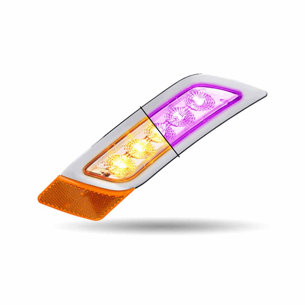 Amber Turn & Marker to Purple Auxiliary Peterbilt LED Fender Light - 5 Diodes | Passenger Side - Thumbnail 4