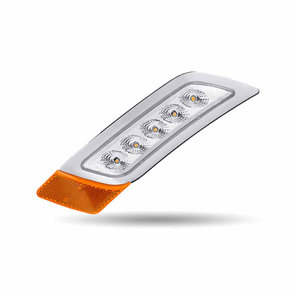 Clear Amber Turn & Marker Peterbilt LED Fender Light - 5 Diodes | Passenger Side - Thumbnail 3