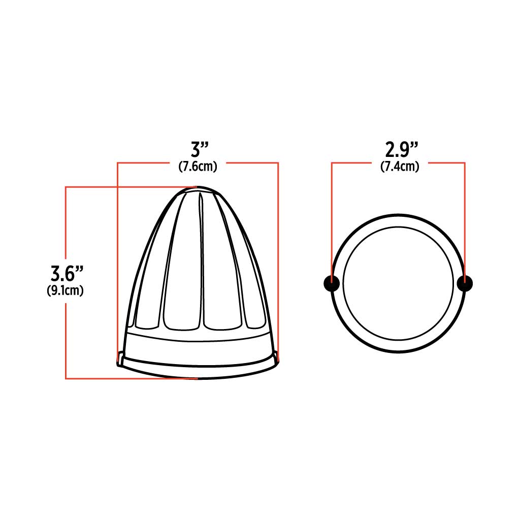 Clear Amber Marker "Bullet" Style Cab LED Light - 19 Diodes - Thumbnail 4