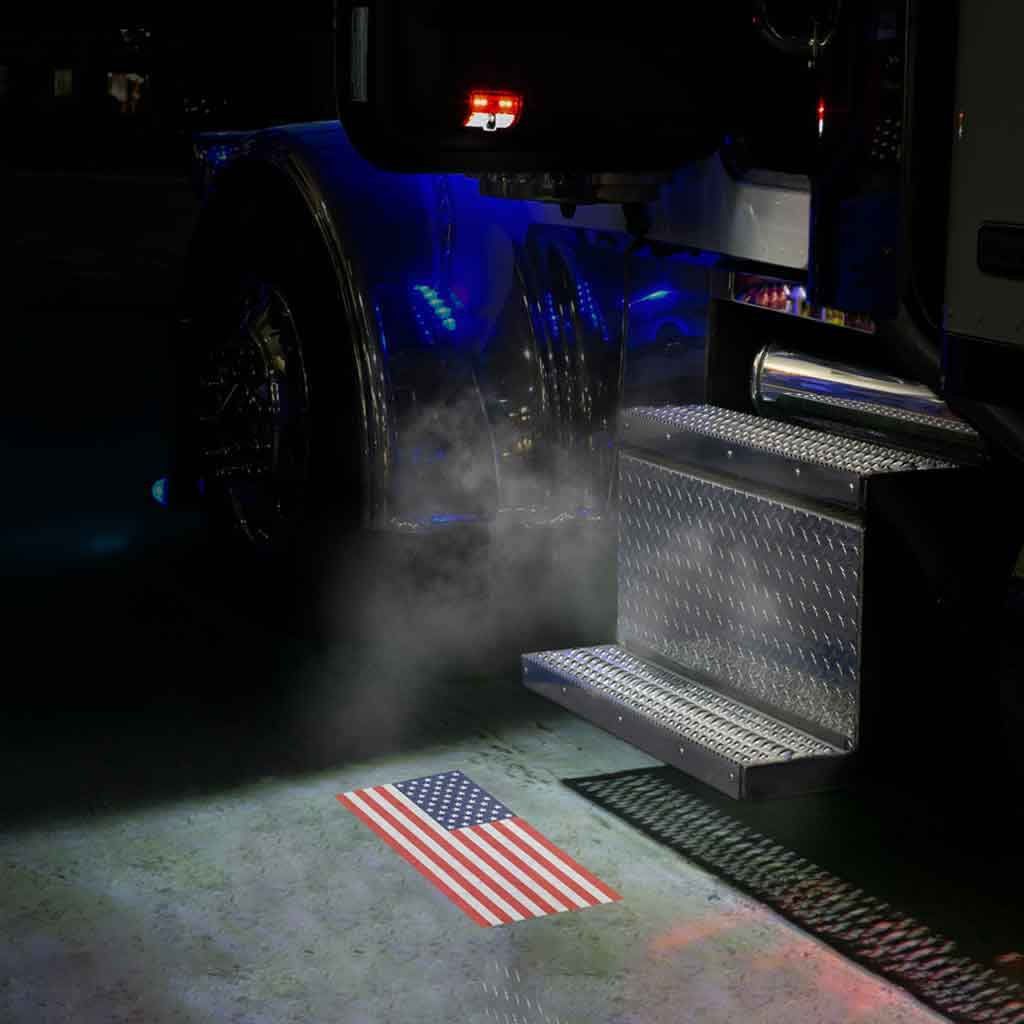 Rectangle USA Flag Projector LED Door Light for Peterbilt & Kenworth - Driver Side - Thumbnail 2