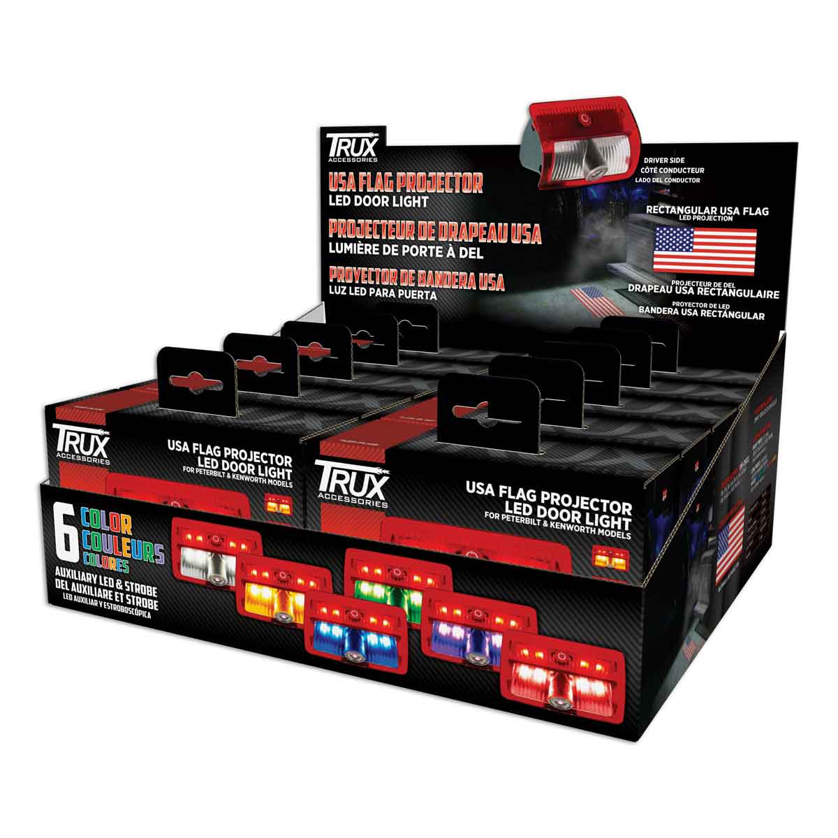 Rectangle USA Flag Projector LED Door Light for Peterbilt & Kenworth - Driver Side - Thumbnail 7