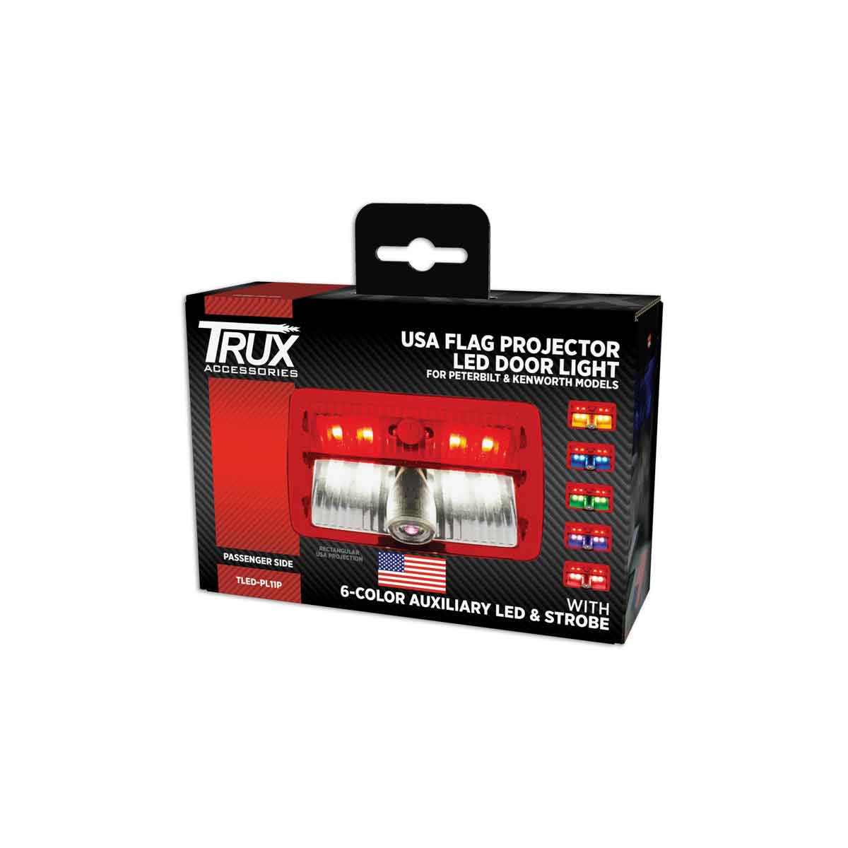 Rectangle USA Flag Projector LED Door Light for Peterbilt & Kenworth - Passenger Side - Thumbnail 3