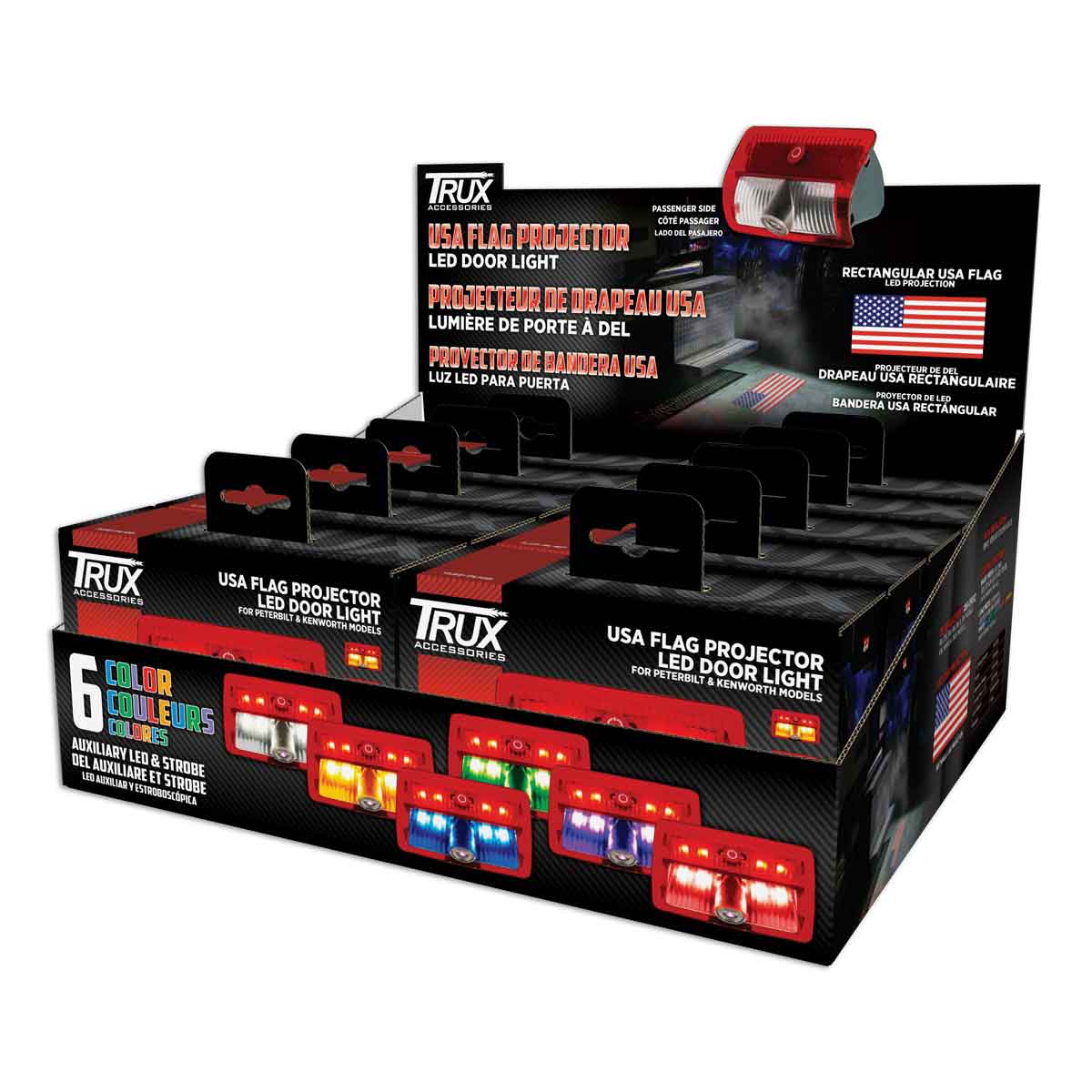 Rectangle USA Flag Projector LED Door Light for Peterbilt & Kenworth - Passenger Side - Thumbnail 4