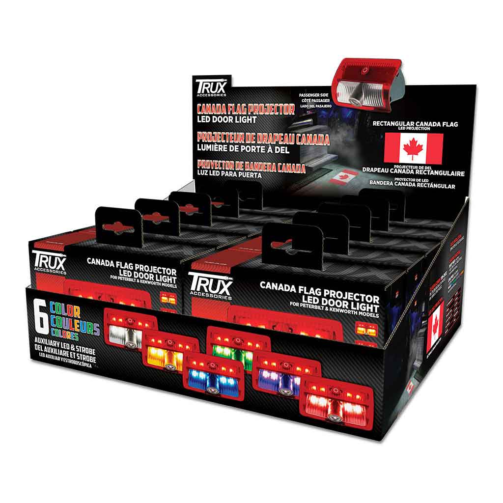 Canada Flag Projector LED Door Light for Peterbilt & Kenworth - Passenger Side - Thumbnail 6