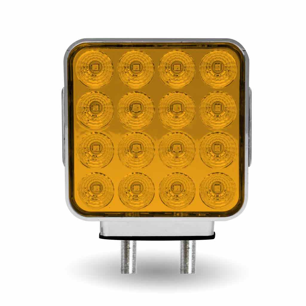 Amber/Red Turn & Marker Square Reflector Double Face LED Light - Double Post | 38 Diodes | Amber/Red Lens