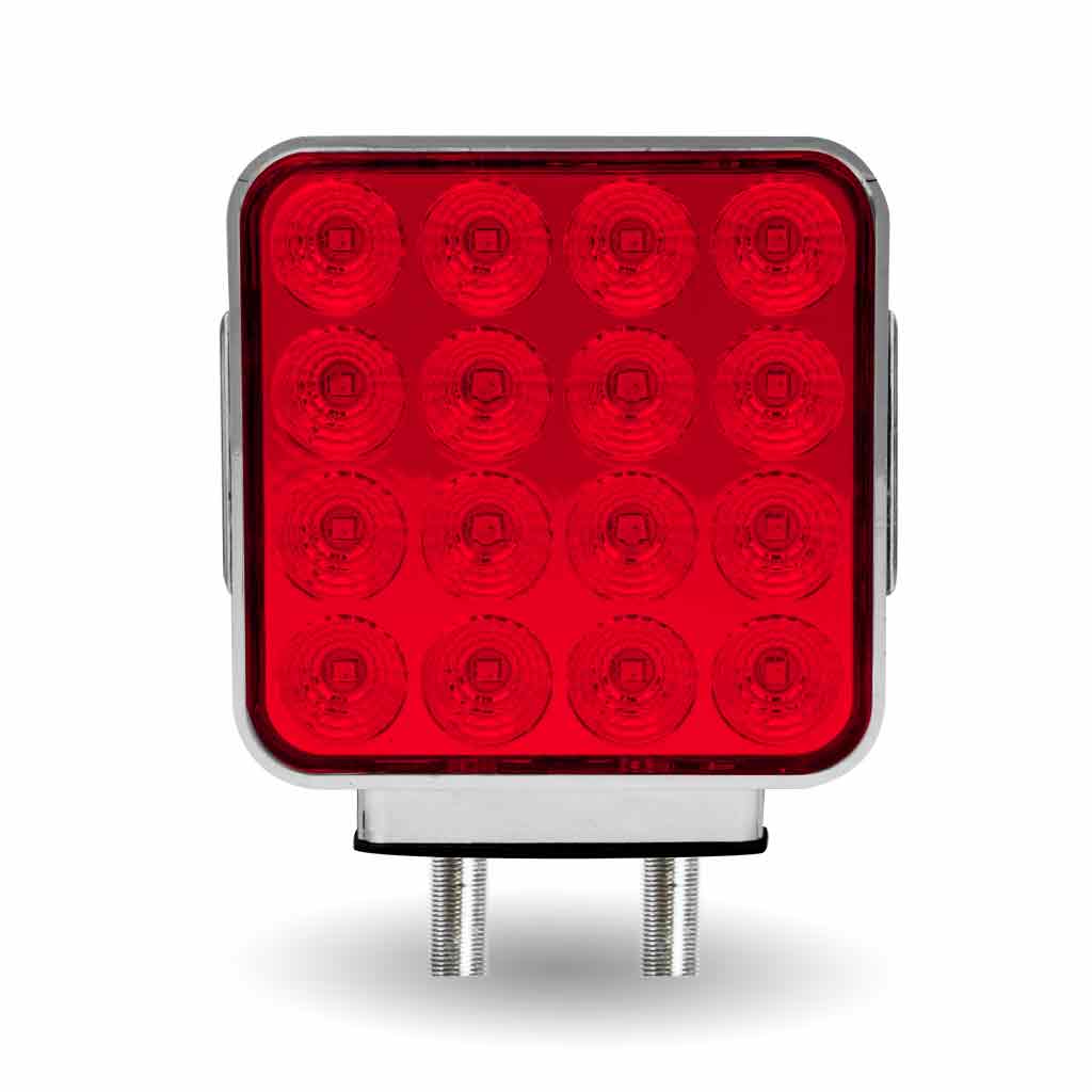 Amber/Red Turn & Marker Square Reflector Double Face LED Light - Double Post | 38 Diodes | Amber/Red Lens - Thumbnail 5