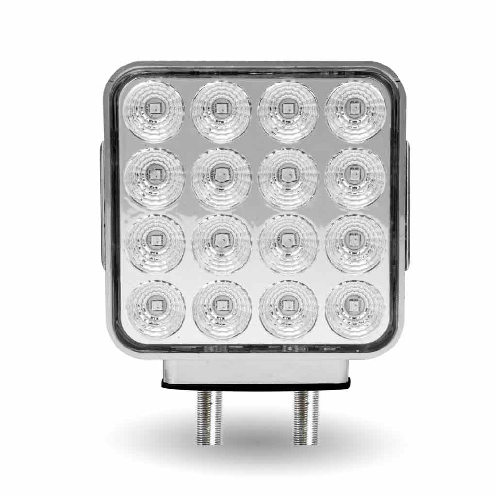 Amber/Red Turn & Marker Square Reflector Double Face LED Light - Double Post | 38 Diodes | Clear Lens