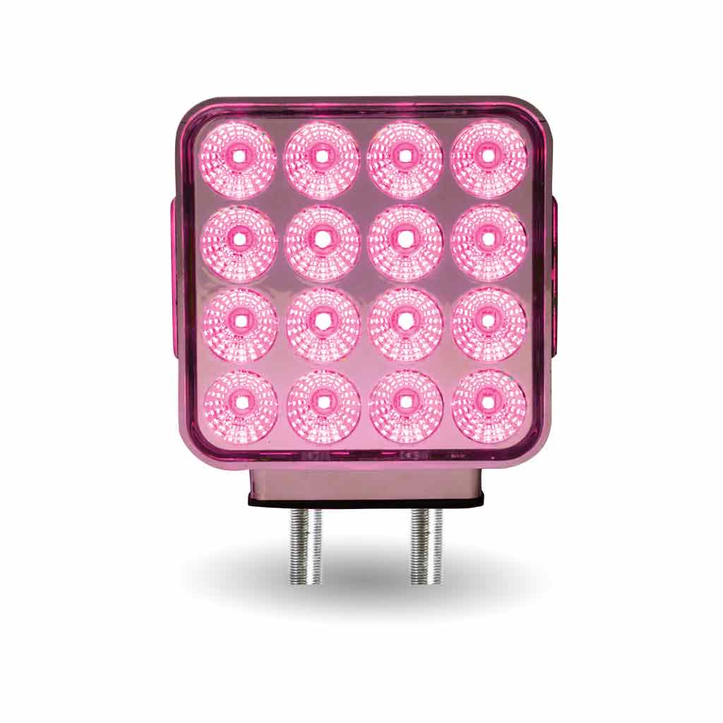 Amber/Red Turn & Marker to Pink Auxiliary Double Face Square Reflector LED Light - 38 Diodes - Thumbnail 4