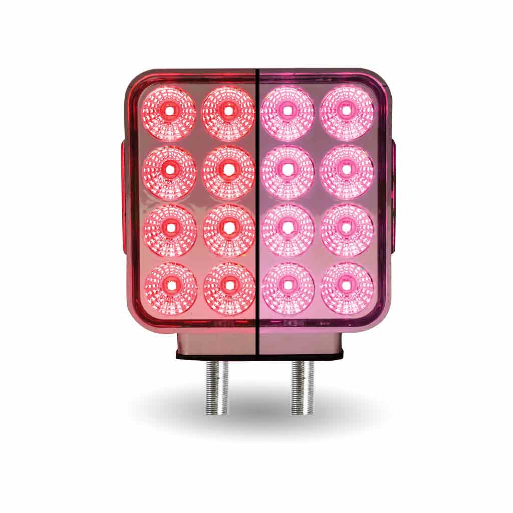 Amber/Red Turn & Marker to Pink Auxiliary Double Face Square Reflector LED Light - 38 Diodes - Thumbnail 5