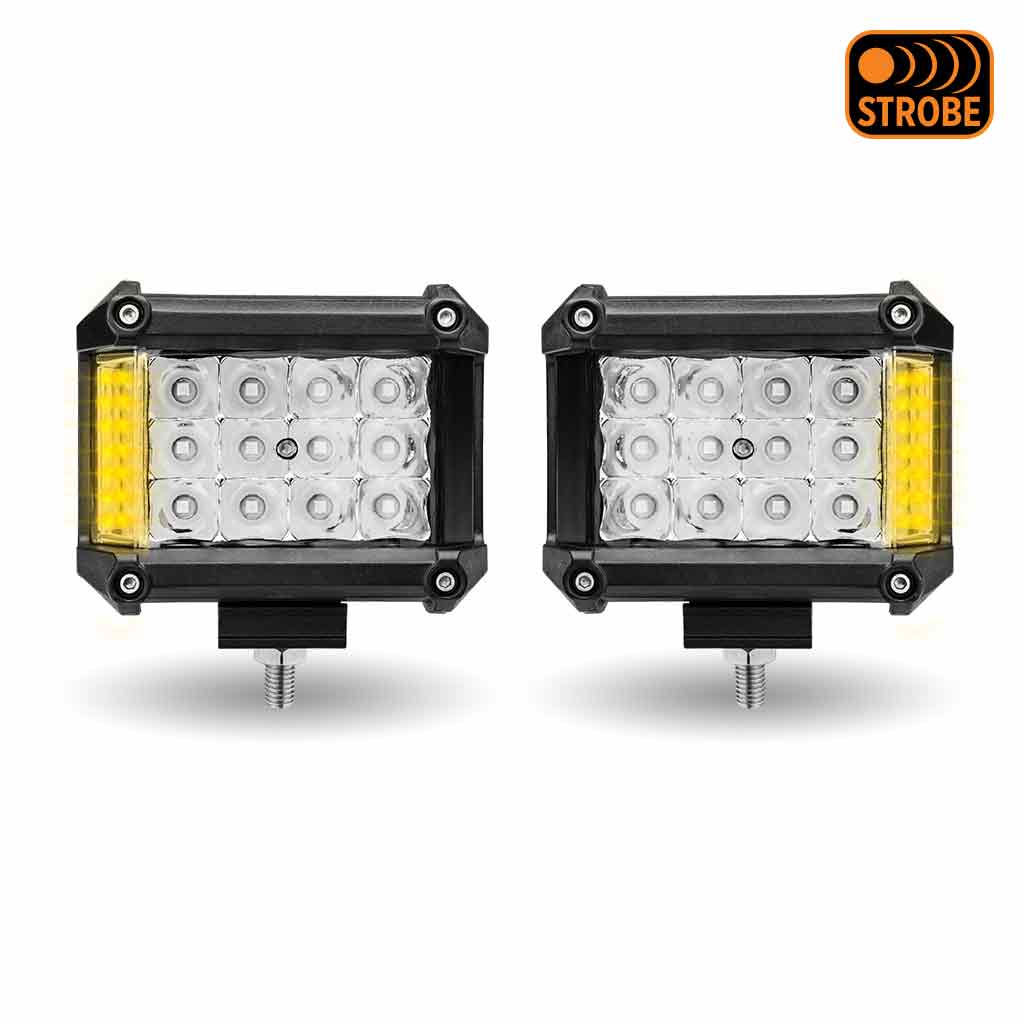 4" Cube LED Work Lamps with Amber Strobe Function (Pair) - Spot Beam | 1800 Lumens (Each) - Thumbnail 12