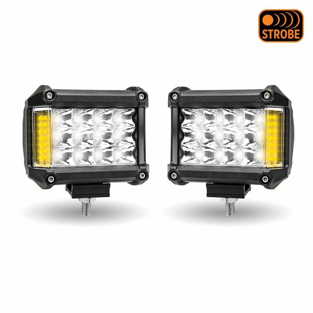 4" Cube LED Work Lamps with Amber Strobe Function (Pair) - Spot Beam | 1800 Lumens (Each) - Thumbnail 8