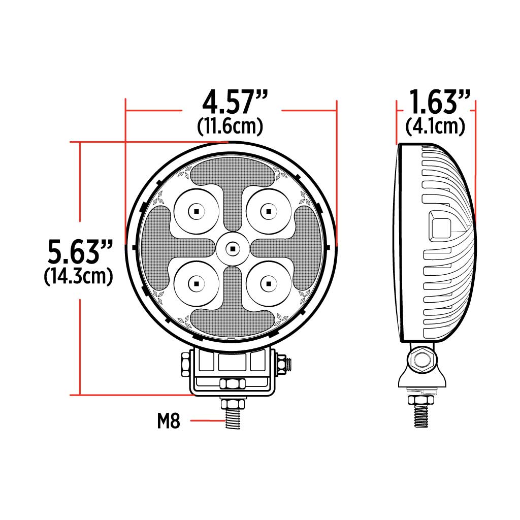 4.5" Round LED Work Lamp with Strobe Function - Spot Beam | 1800 Lumens - Thumbnail 9