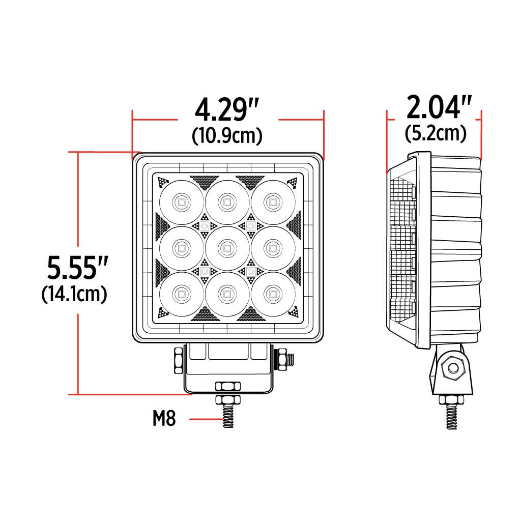 4.25" Square LED Work Lamp with Strobe Function - Spot Beam | 3500 Lumens