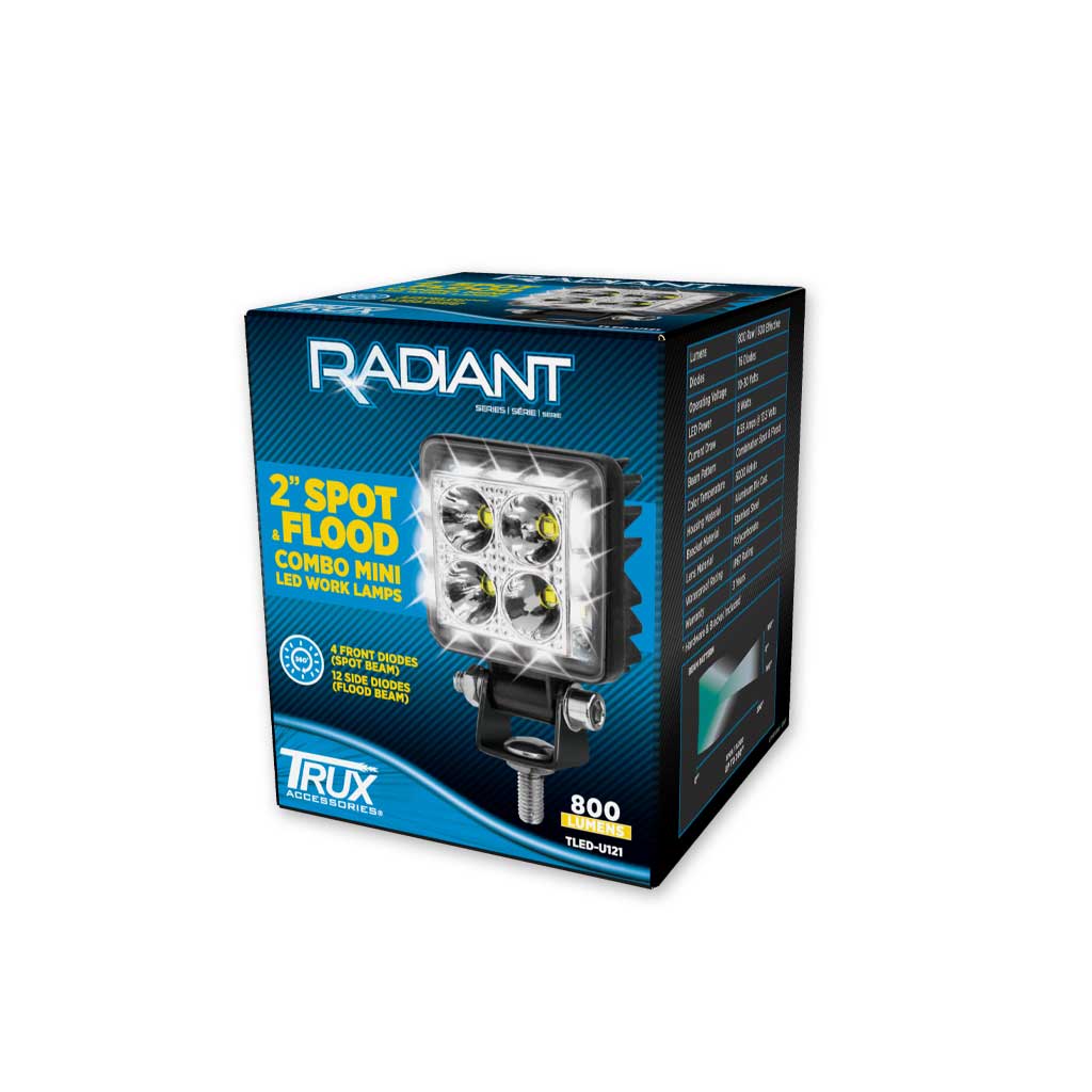 2" Radiant Series Mini Square LED Work Lamp with High Power Performance - Combination Spot & Flood | 800 Lumens
