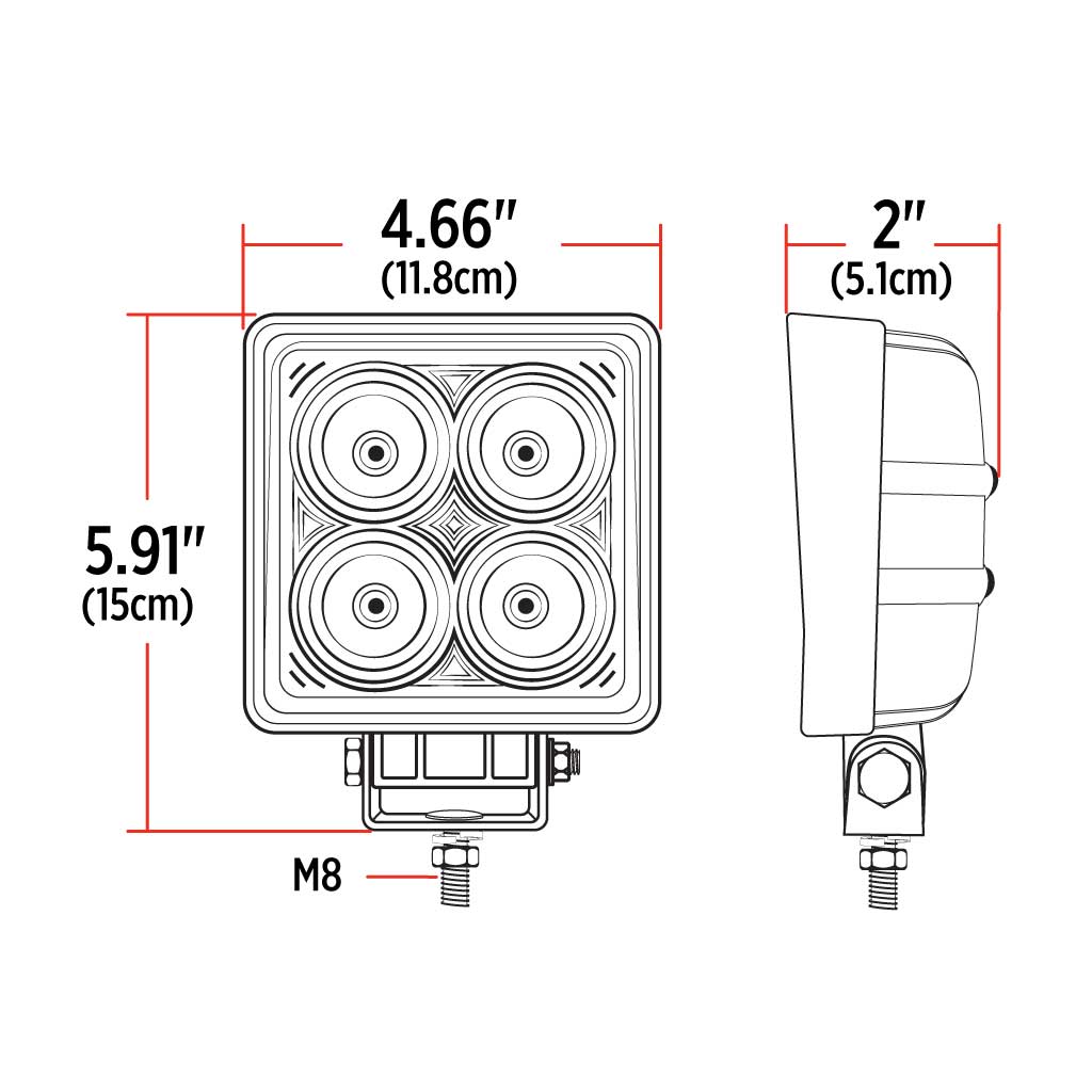 4.5" Value Series Square LED Work Lamp - Spot Beam | 4000 Lumens - Thumbnail 5