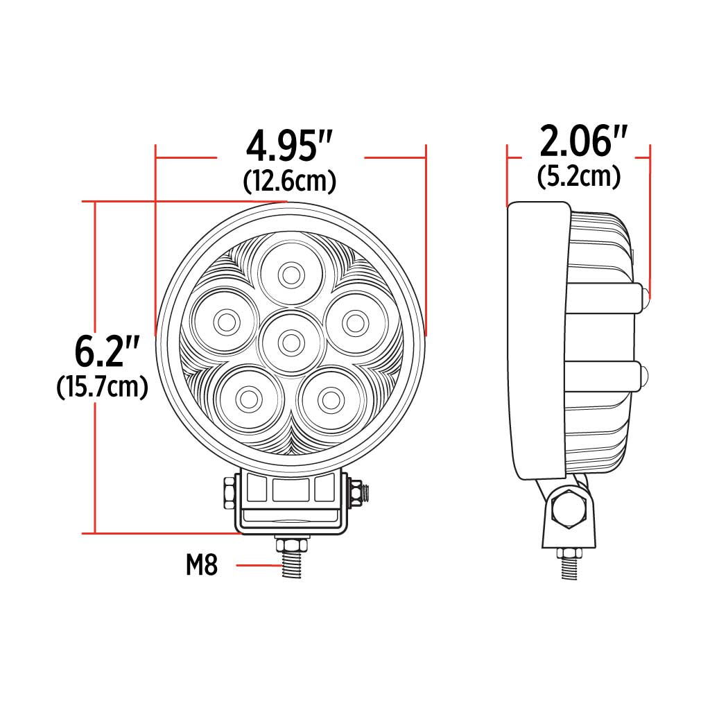 5" Round LED Work Lamp - Flood Beam | 4200 Lumens - Thumbnail 3