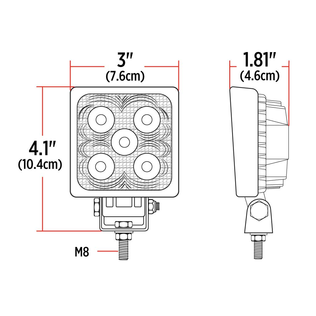 3" Mini Square LED Work Lamp - Spot Beam | 1000 Lumens - Thumbnail 7