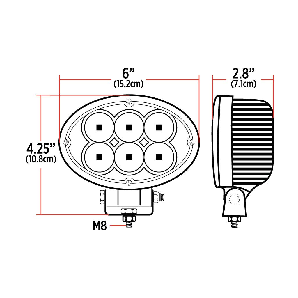 6" Oval High Powered LED Work Lamp - Spot Beam | 4500 Lumens - Thumbnail 6