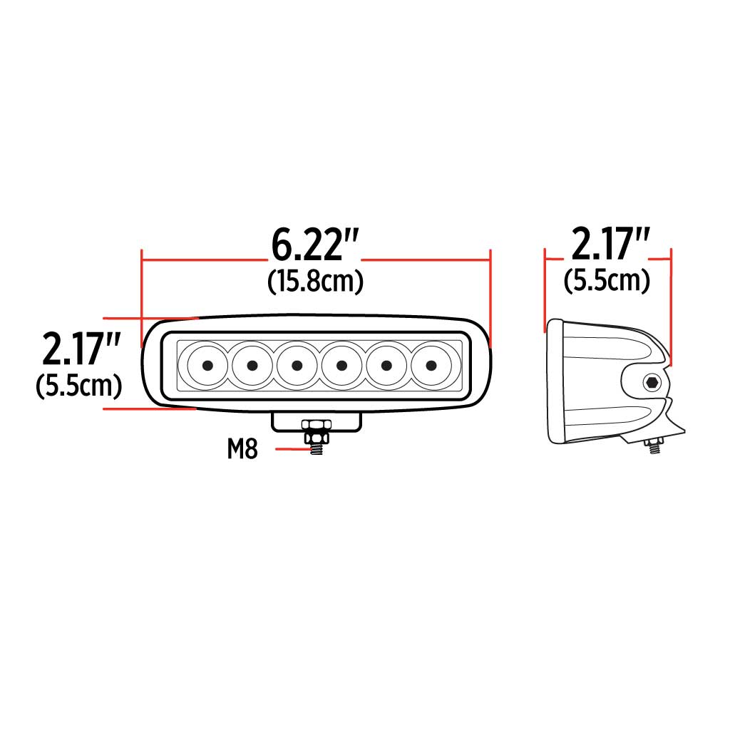 6" Stellar Series Rectangle LED Work Lamp - Flood Beam | 1600 Lumens - Thumbnail 5