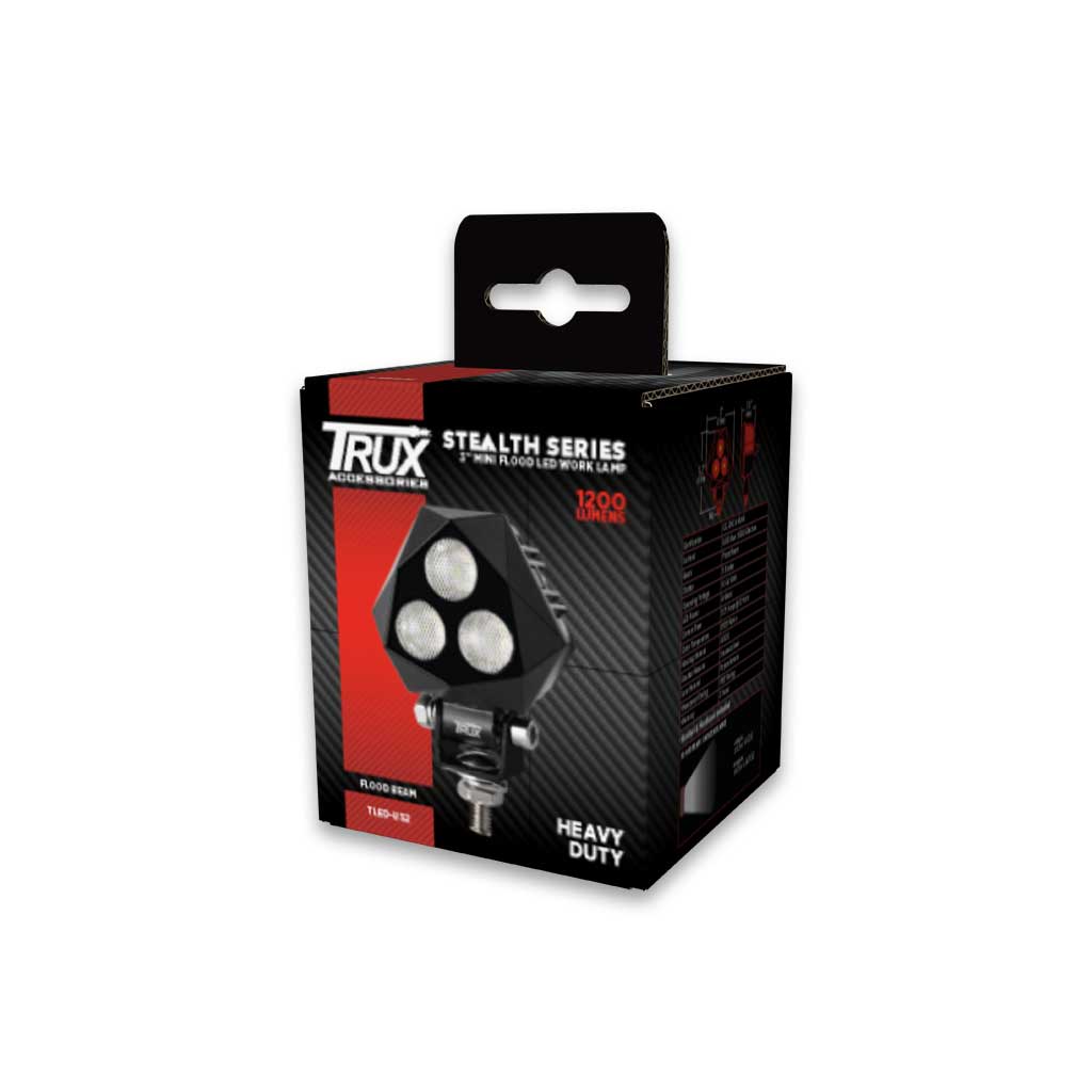 3" Mini Stealth Series LED Work Lamp with Maximum Heavy Duty Design - Flood Beam | 1200 Lumens - Thumbnail 3