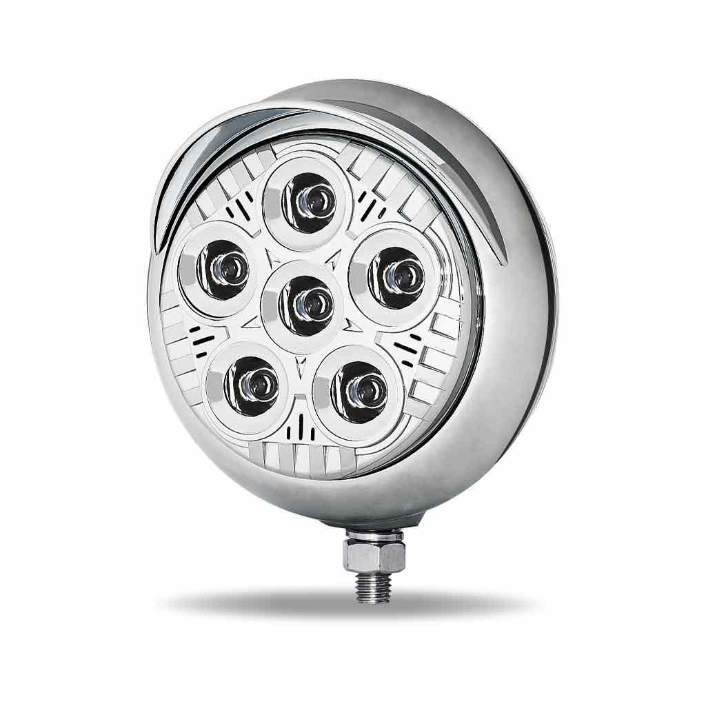 5" Legacy Series Chrome Round LED Work Light with Sleek Housing & 4 Position Visor - Spot Beam | 2000 Lumens - Thumbnail 5