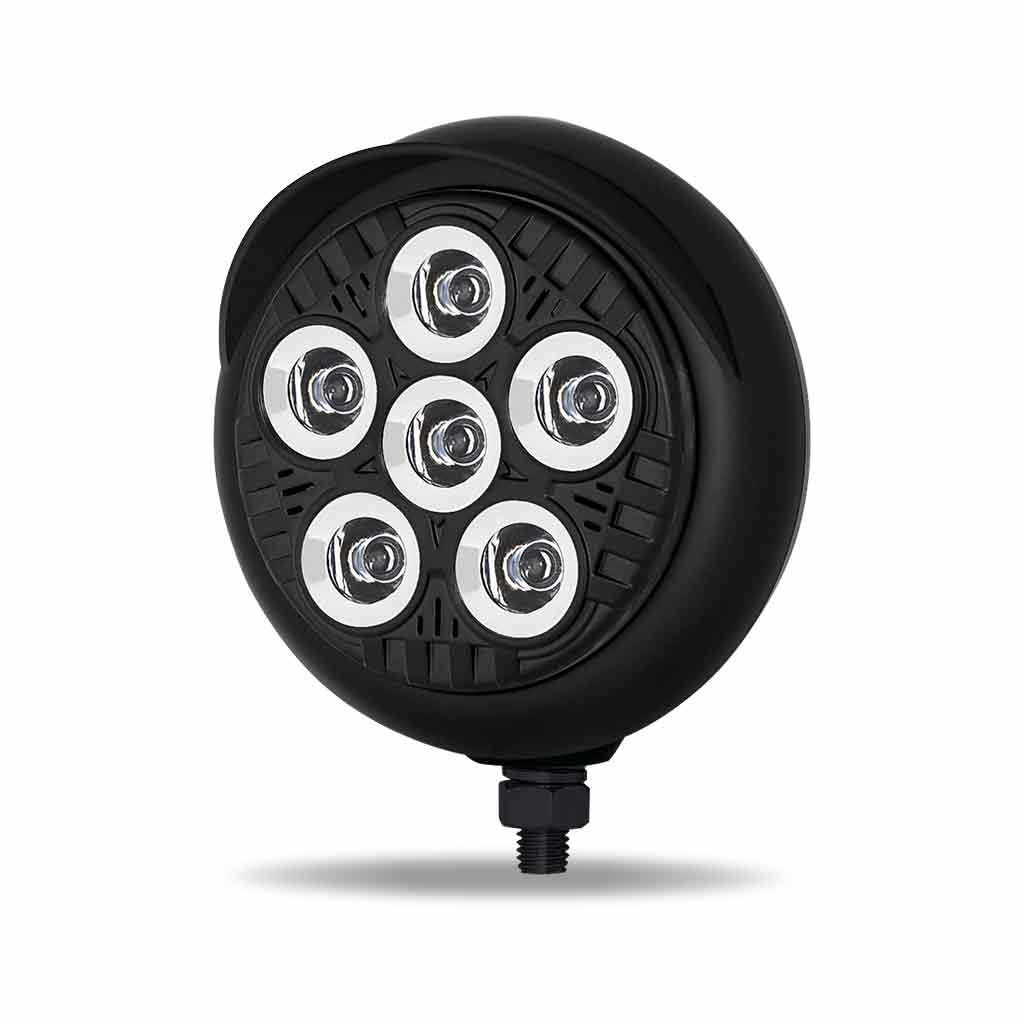 5" Legacy Series Black Round LED Work Light with Sleek Housing & 4 Position Visor - Spot Beam | 2000 Lumens