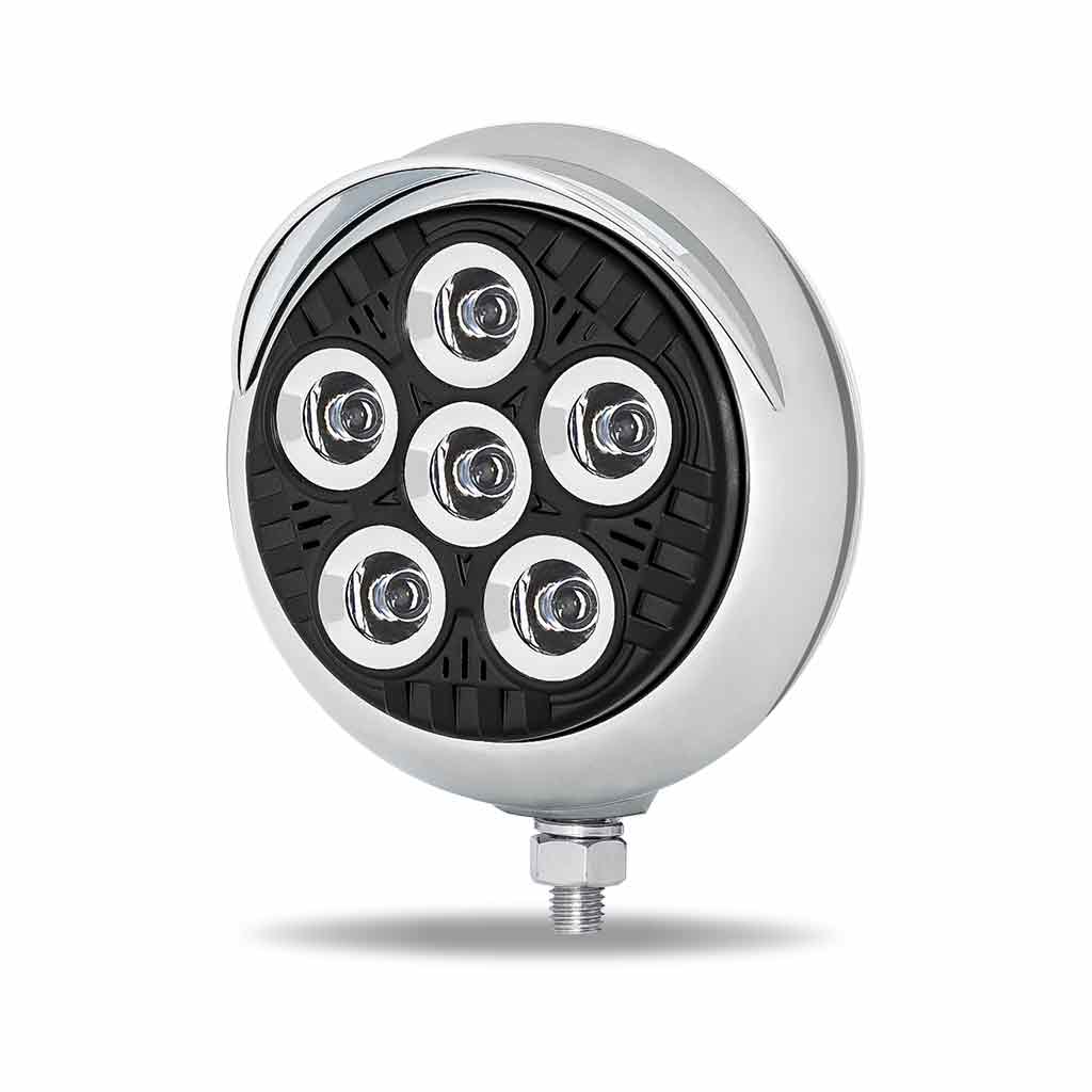 5" Legacy Series Chrome/Black Round LED Work Light with Sleek Housing & 4 Position Visor - Spot Beam | 2000 Lumens - Thumbnail 2