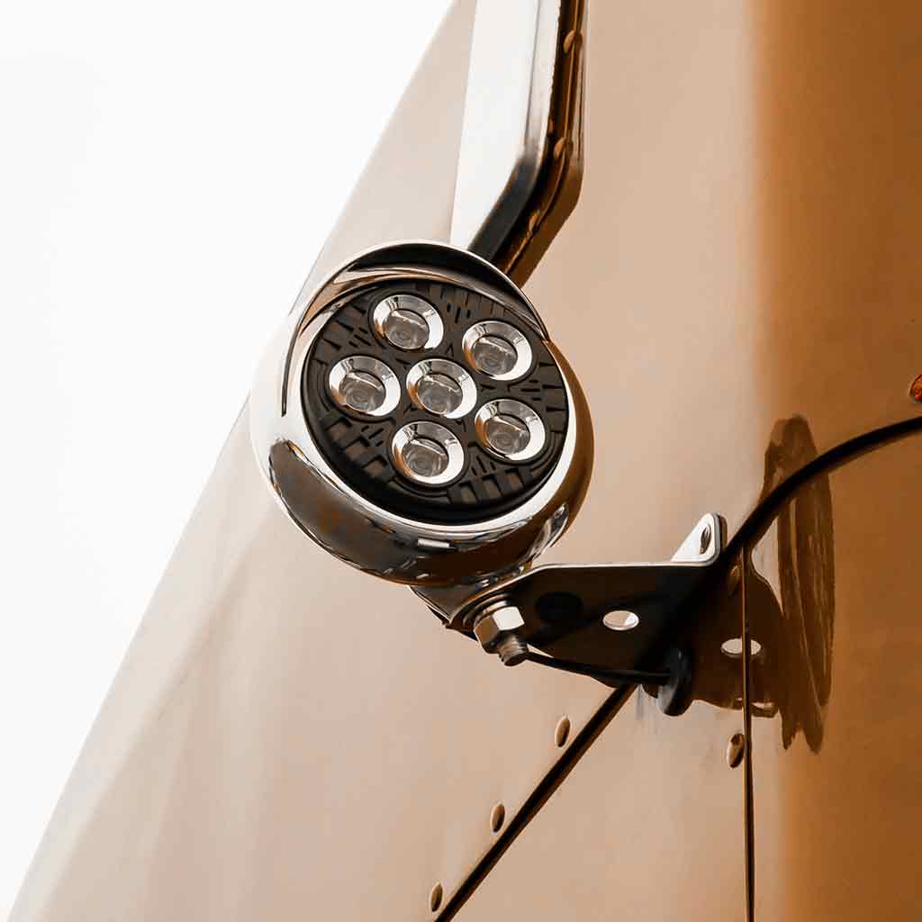 5" Legacy Series Chrome/Black Round LED Work Light with Sleek Housing & 4 Position Visor - Spot Beam | 2000 Lumens - Thumbnail 4