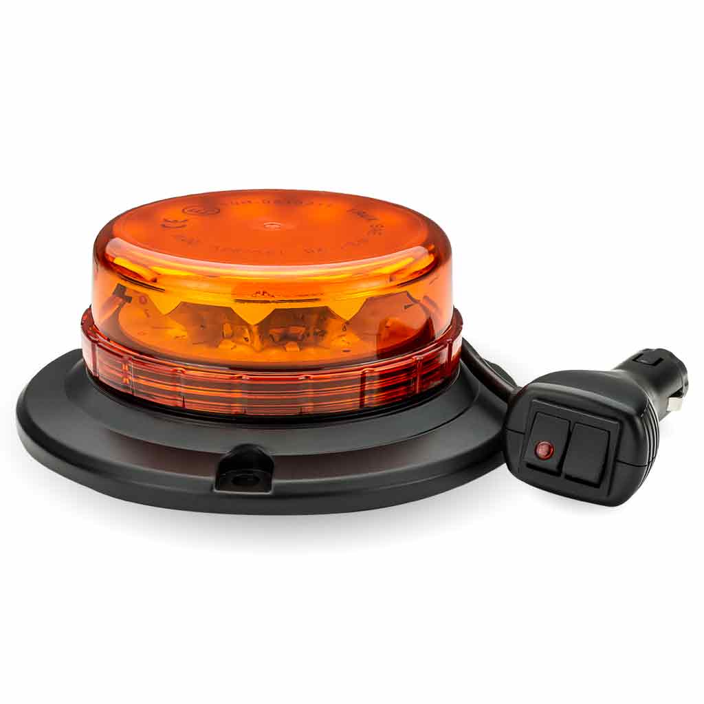 Class 1 Beacon Low Profile Vacuum Magnet Mount LED Warning Light - Dual Switch Cigarette Plug | 36 Flash Patterns
