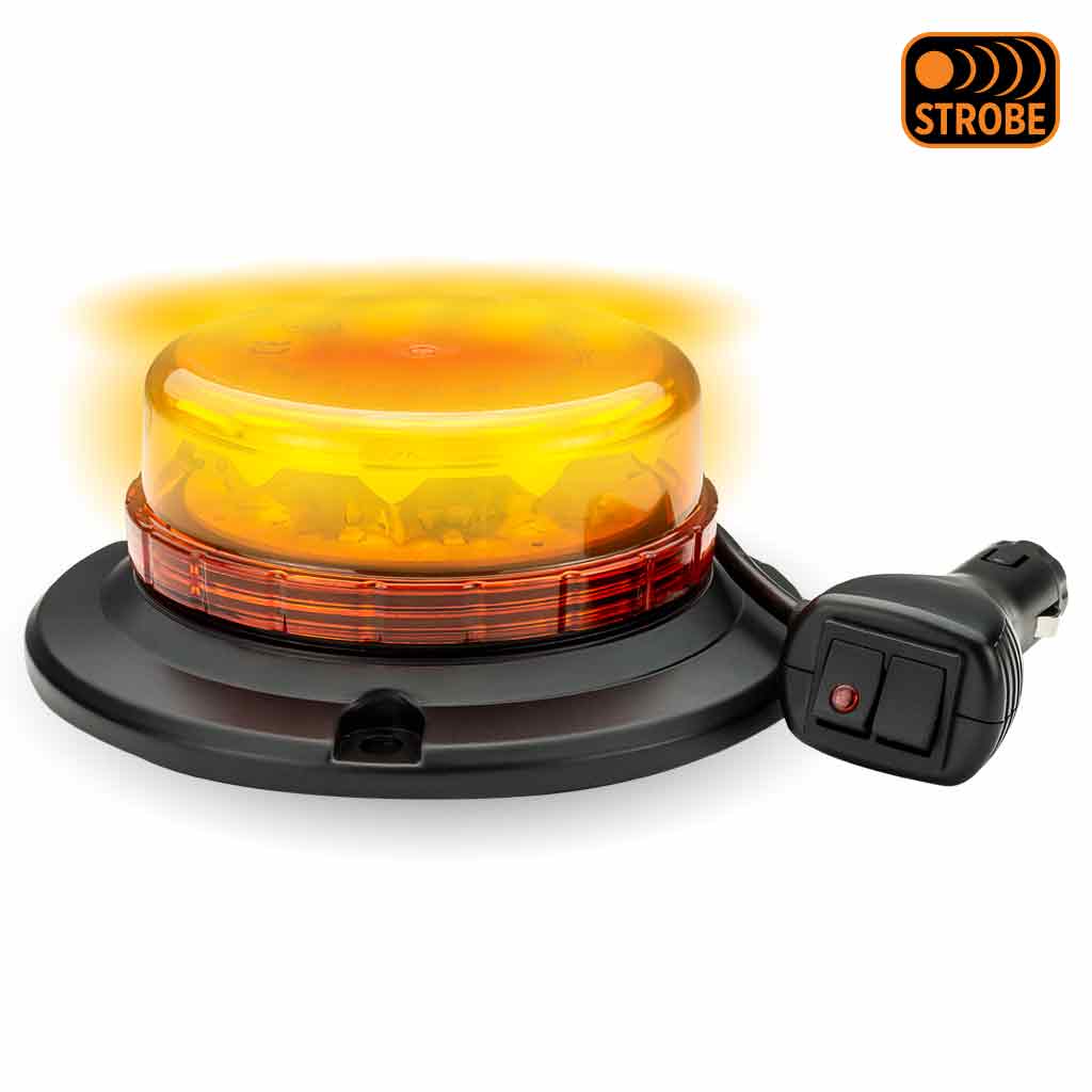 Class 1 Beacon Low Profile Vacuum Magnet Mount LED Warning Light - Dual Switch Cigarette Plug | 36 Flash Patterns - Thumbnail 3