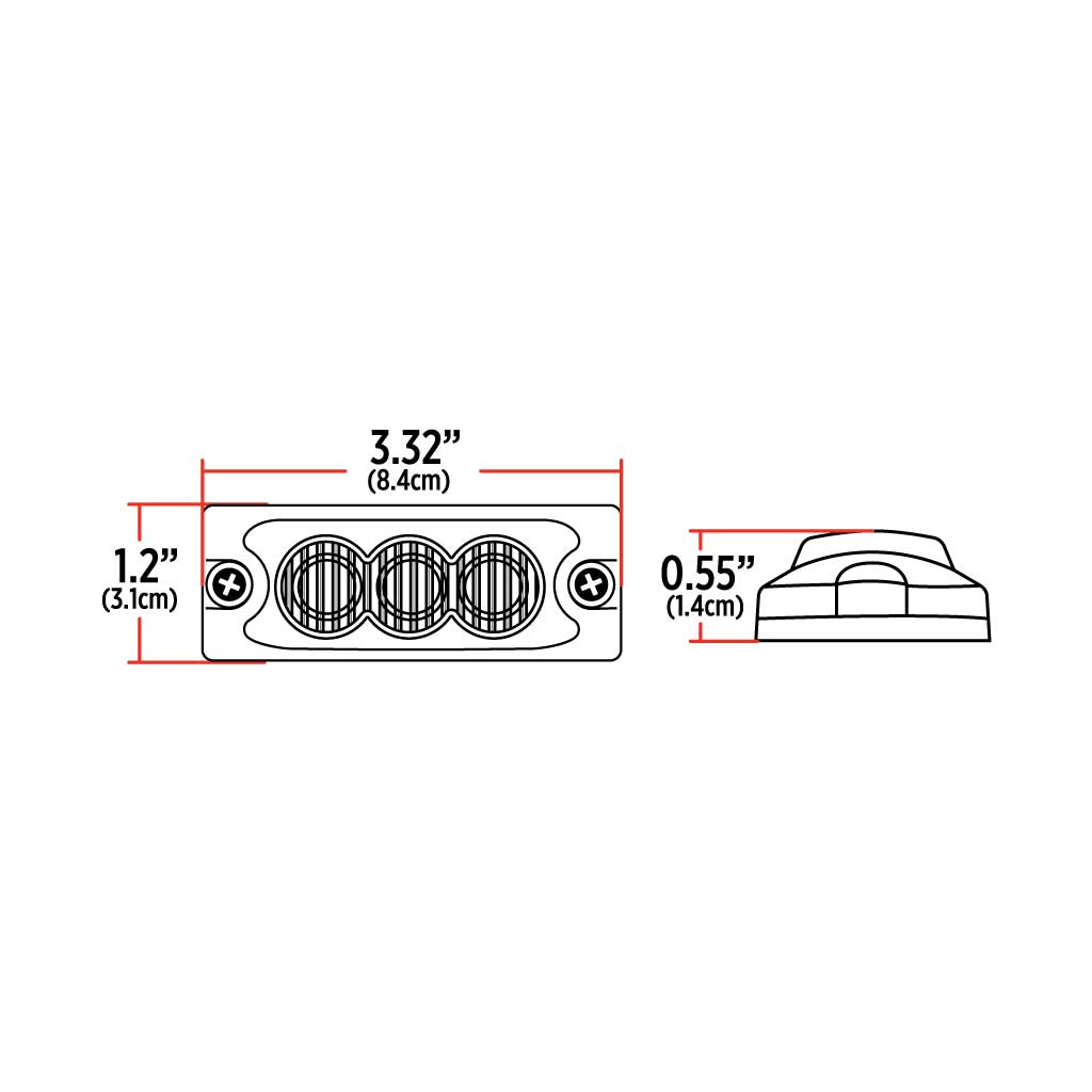 Class 1 Warning Series Surface Mount Slim LED Directionals - Amber Strobe | 36 Flash Patterns | 3 Diodes - Thumbnail 5