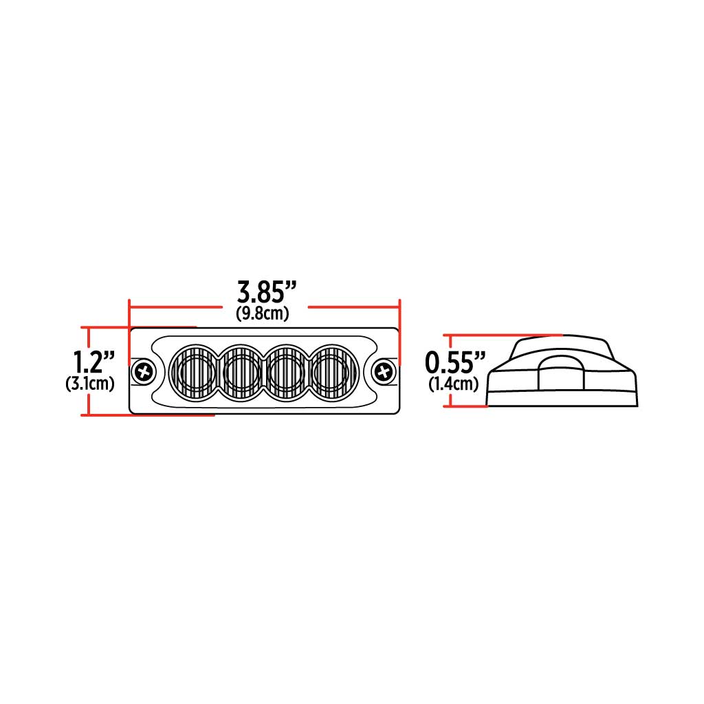 Class 1 Warning Series Surface Mount Slim LED Directionals - Amber Strobe | 36 Flash Patterns | 4 Diodes - Thumbnail 4