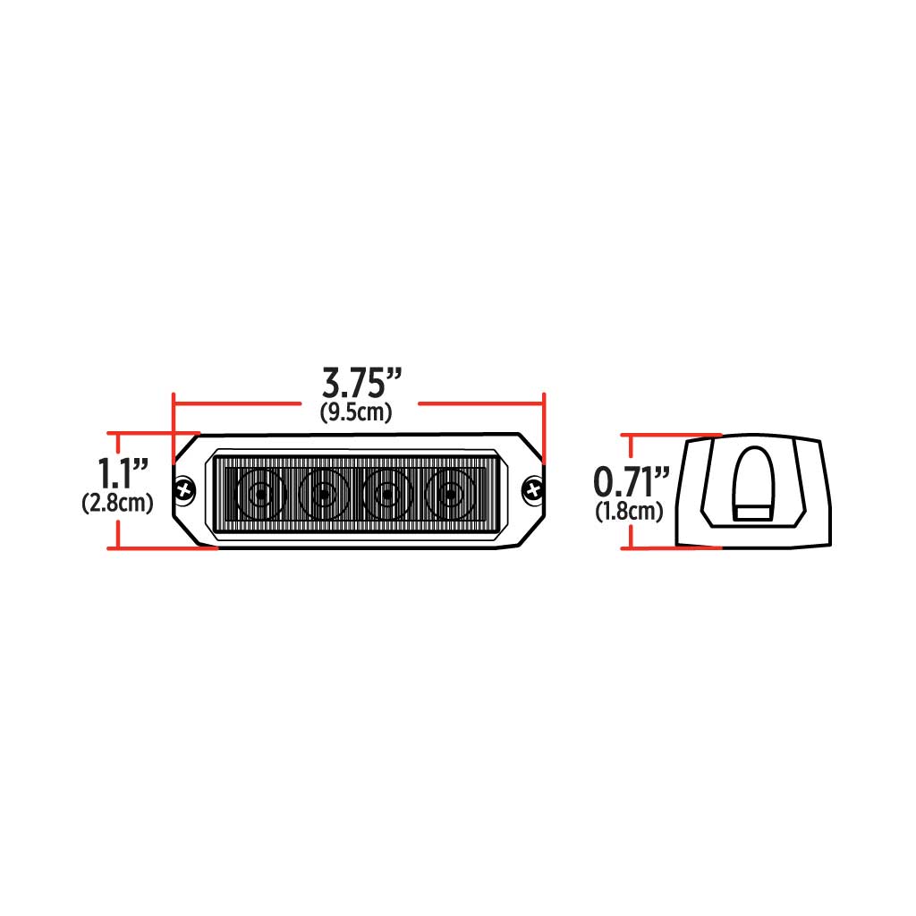 Class 1 Warning Series Surface Mount LED Directionals - Amber Strobe | 36 Flash Patterns | 4 Diodes - Thumbnail 2