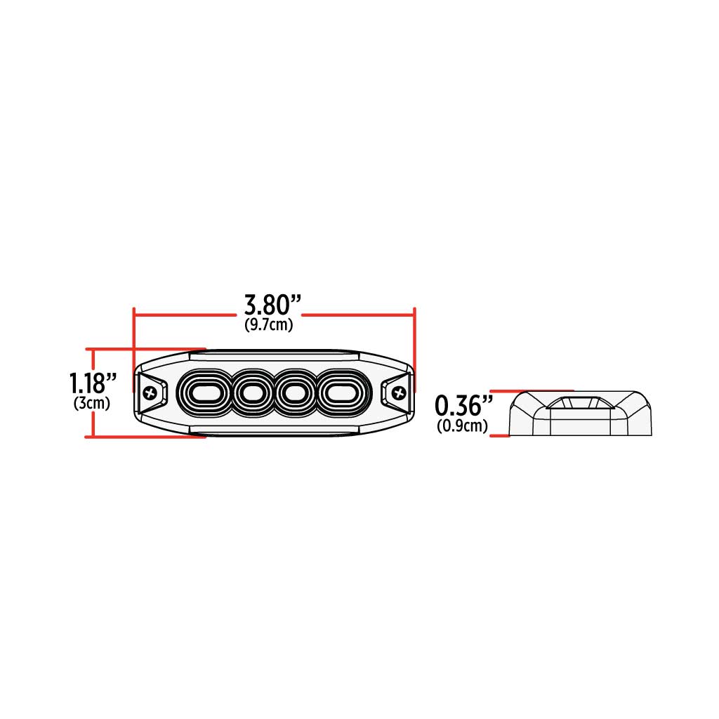 Class 1 Warning Series Surface Mount Split 2-color Slim LED Directional - White & Amber | 36 Flash Patterns | 4 Diodes - Thumbnail 5