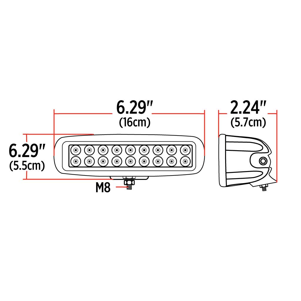 6" Rectangle LED Work Lamp with Strobe Function - Spot Beam | 1400 Lumens - Thumbnail 8