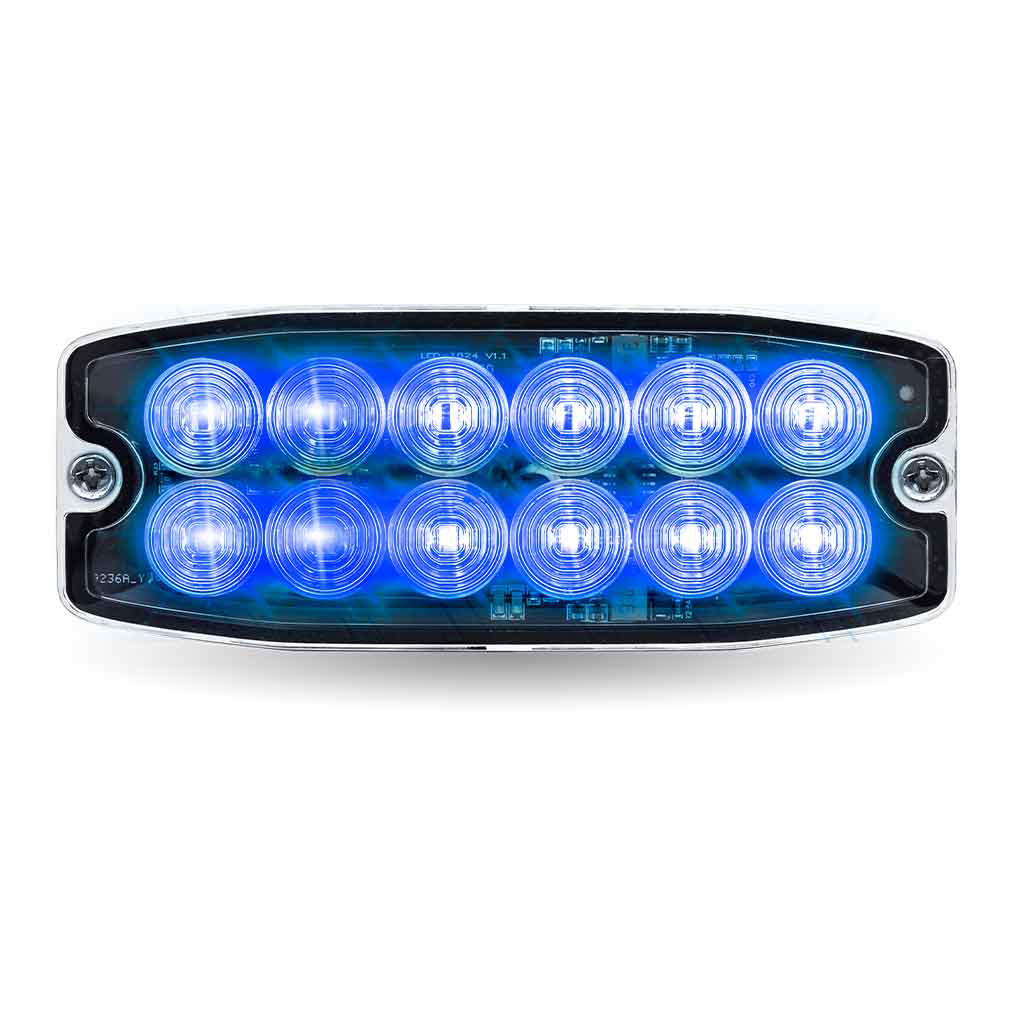 Dual Solid Color Directional LED Slim Surface Strobe Light - Amber / Blue Strobe - Thumbnail 3
