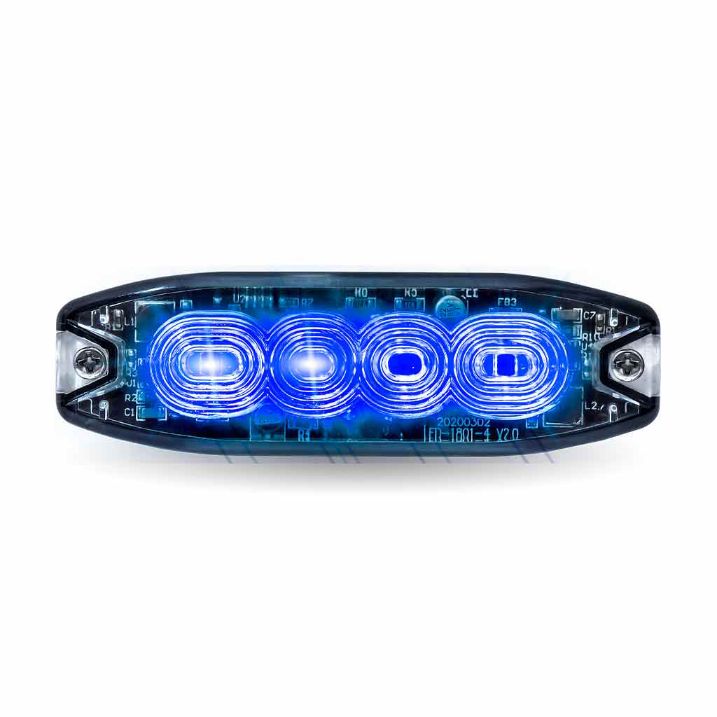Dual Solid Color Directional LED Slim Surface Strobe Light - Amber / Blue Strobe - Thumbnail 3
