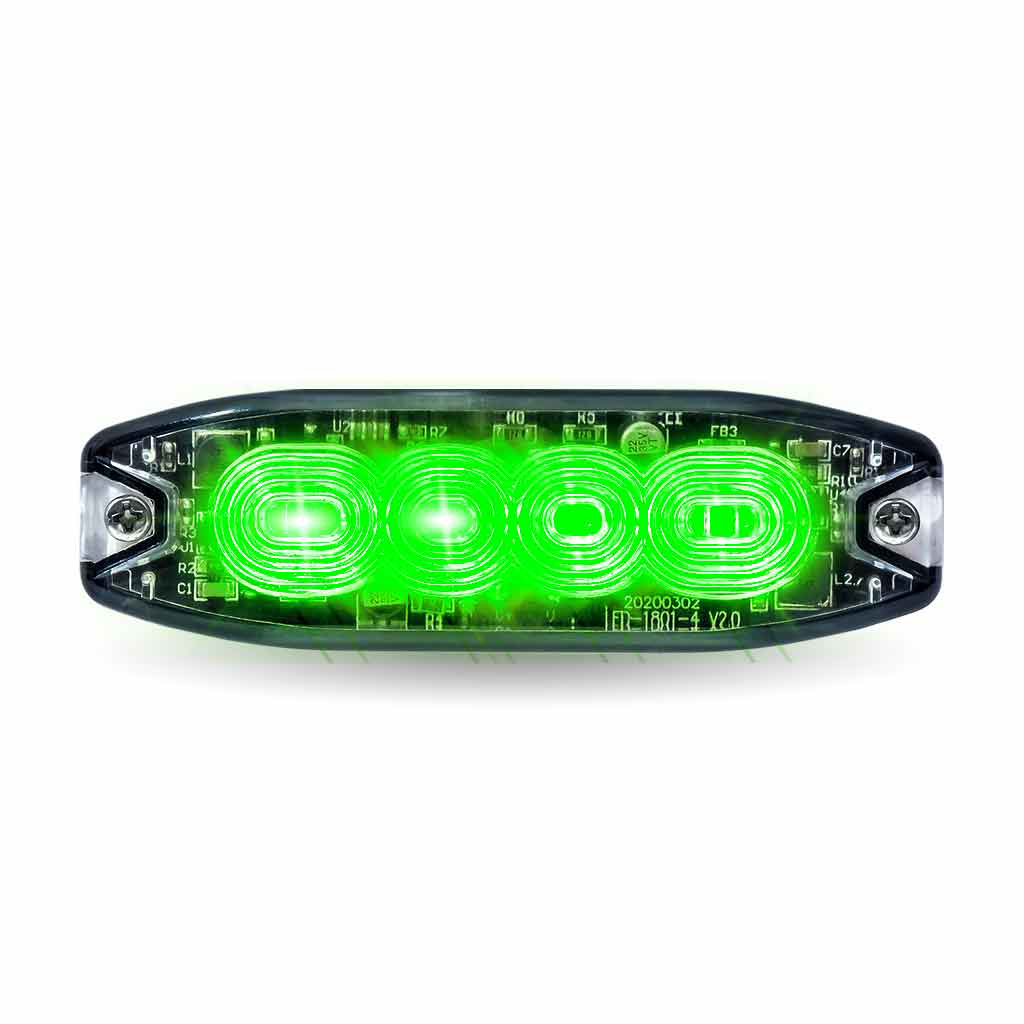 Dual Solid Color Directional LED Slim Surface Strobe Light - Amber / Green Strobe - Thumbnail 3