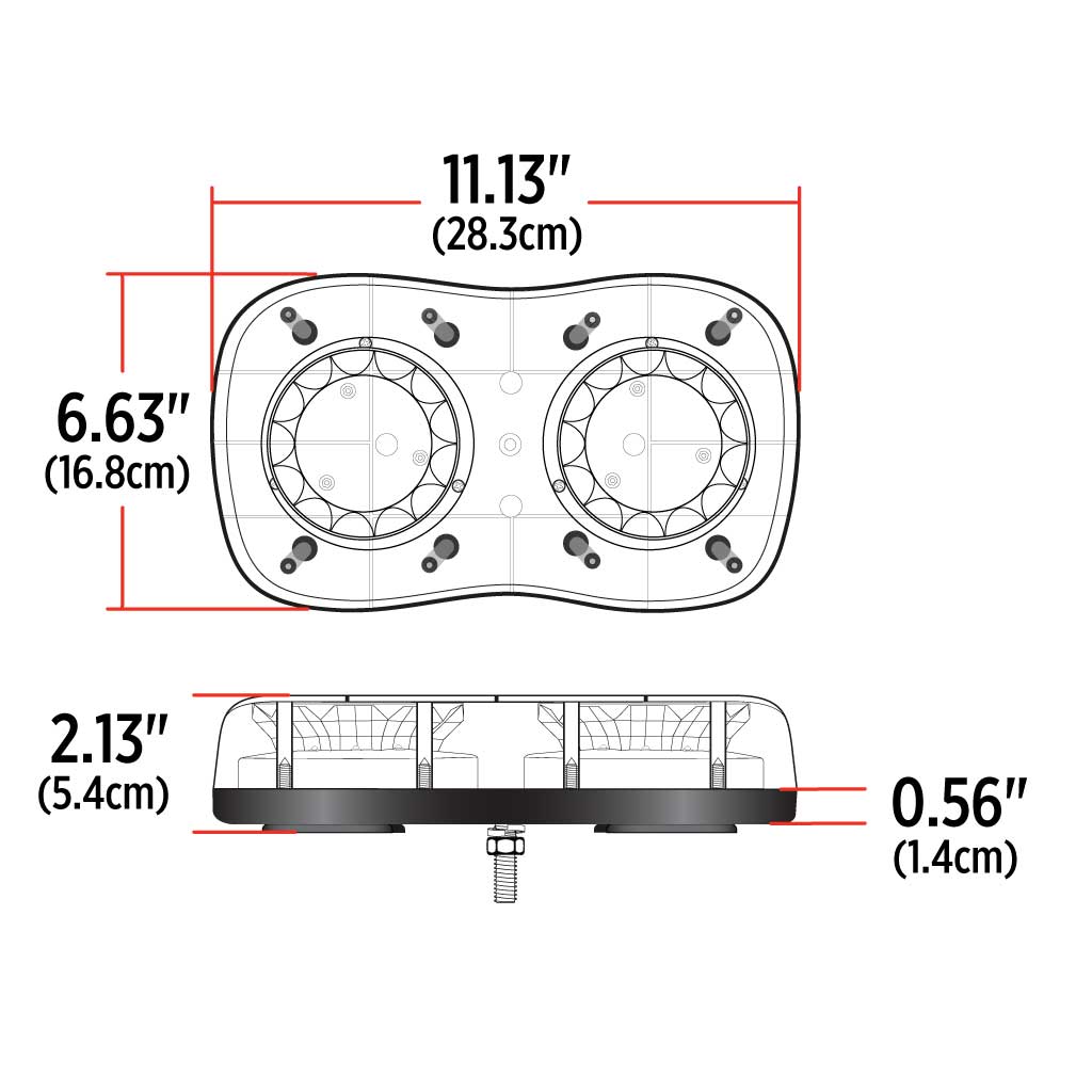11" Light Bar Permanent Mount LED Warning Light - Switch & Button Controller | 3 Flash Patterns - Thumbnail 8