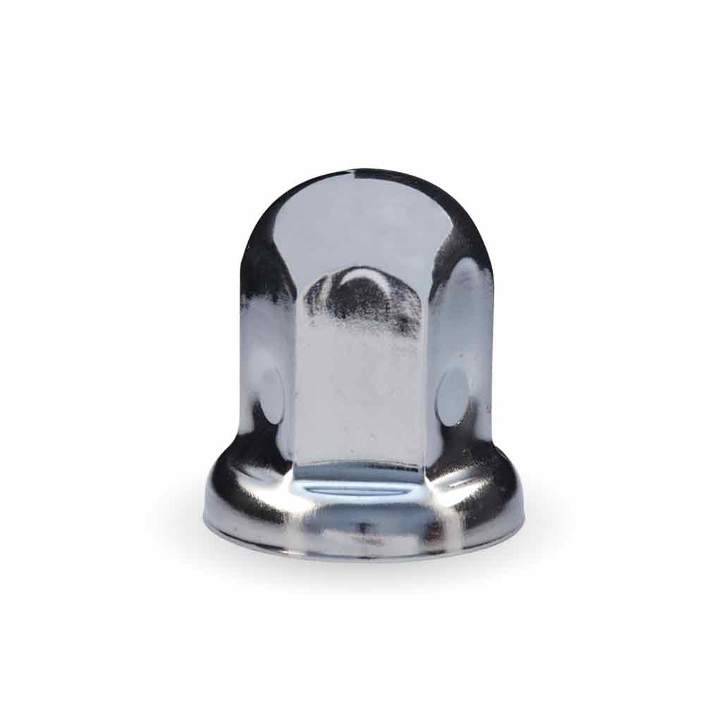 33mm Push On Nut Cover with Flange - Chrome Metal