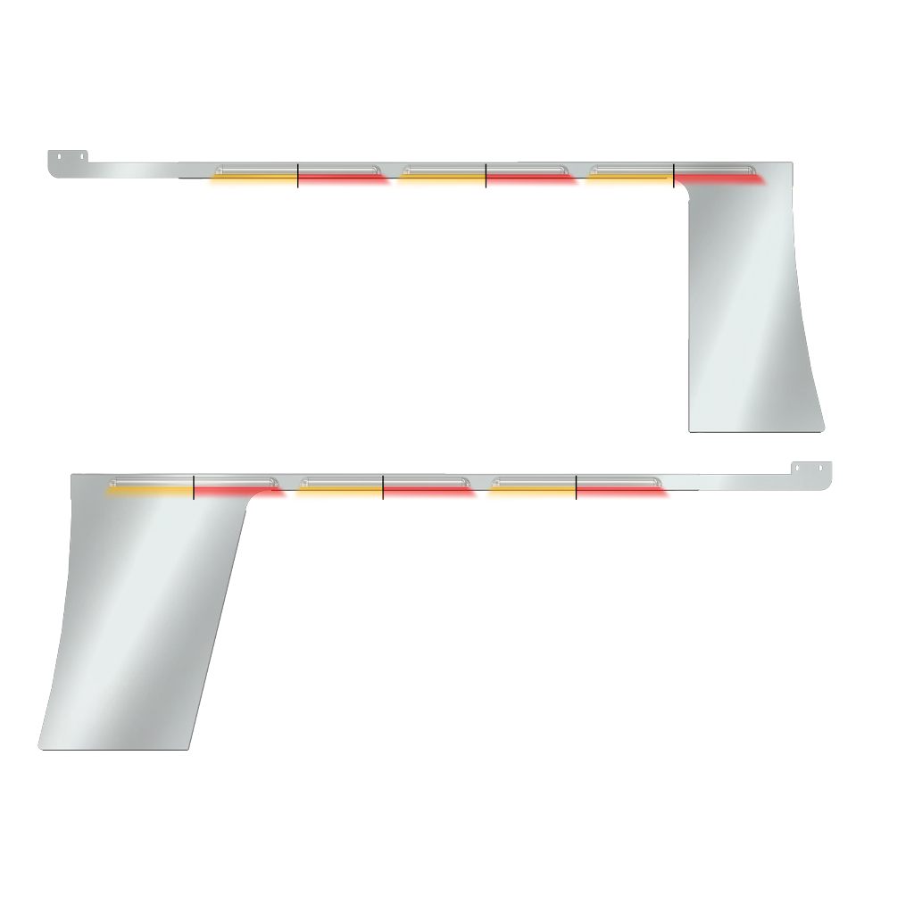 PB. 389 Long Hood Louvered Cab & Cowl Panel Kit (2013+) - Dual Glow Strips (Amber/Red) | 1.3125" Face