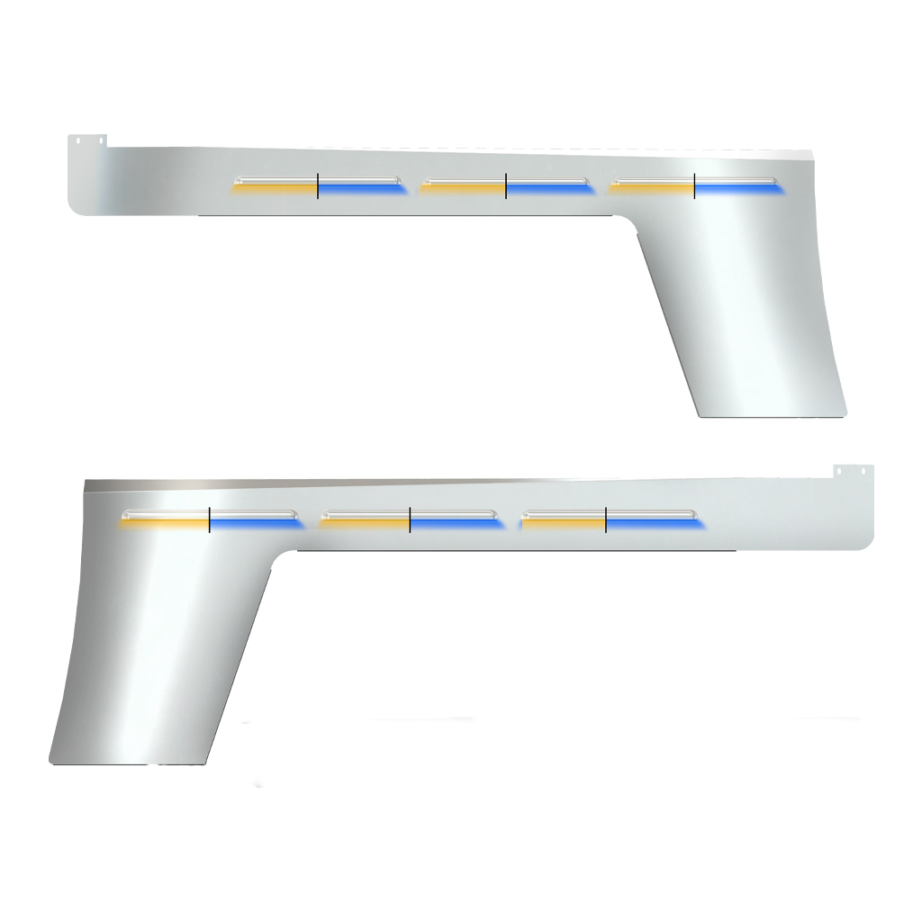 PB. 389 Long Hood Glider Louvered Cab & Cowl Panel Kit ( 2007+) - Dual Glow Strips (Amber/Blue) | 6" Face