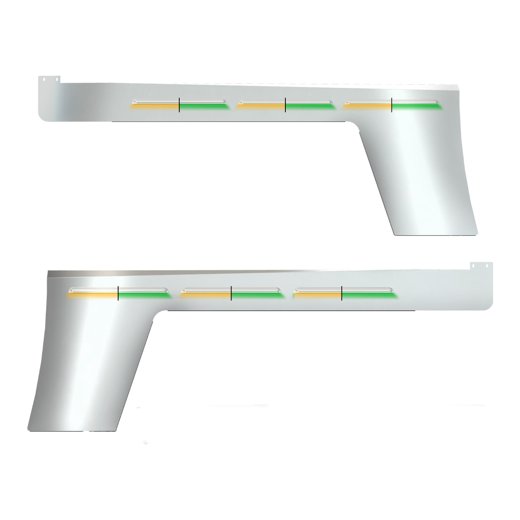 PB. 389 Long Hood Glider Louvered Cab & Cowl Panel Kit ( 2007+) - Dual Glow Strips (Amber/Green) | 6" Face