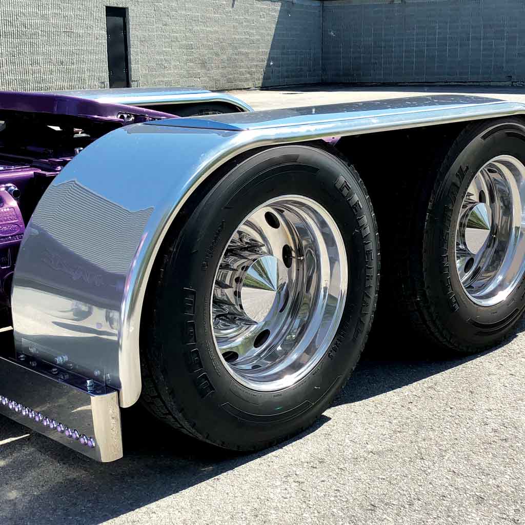 142" Smooth Straight Drop Full Fenders & Heavy Duty Mounting Kit - 14 Gauge (Fenders)