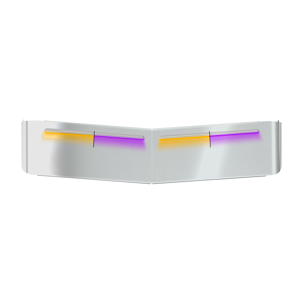 KW. 13" Curved Glass Post-Mount Louvered Sun Visor - Dual Glow Strips (Amber/Purple)